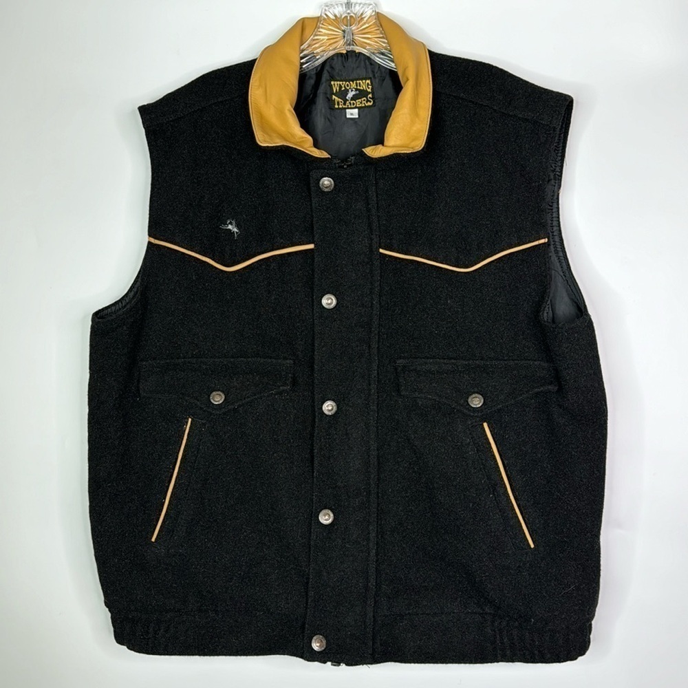 Wyoming Traders Black Wool Western Vest Size XL
